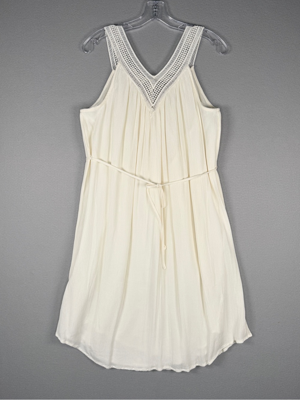 Liz Lange Maternity Crochet Trim Midi Dress Cream XS V Neck Beachy Casual